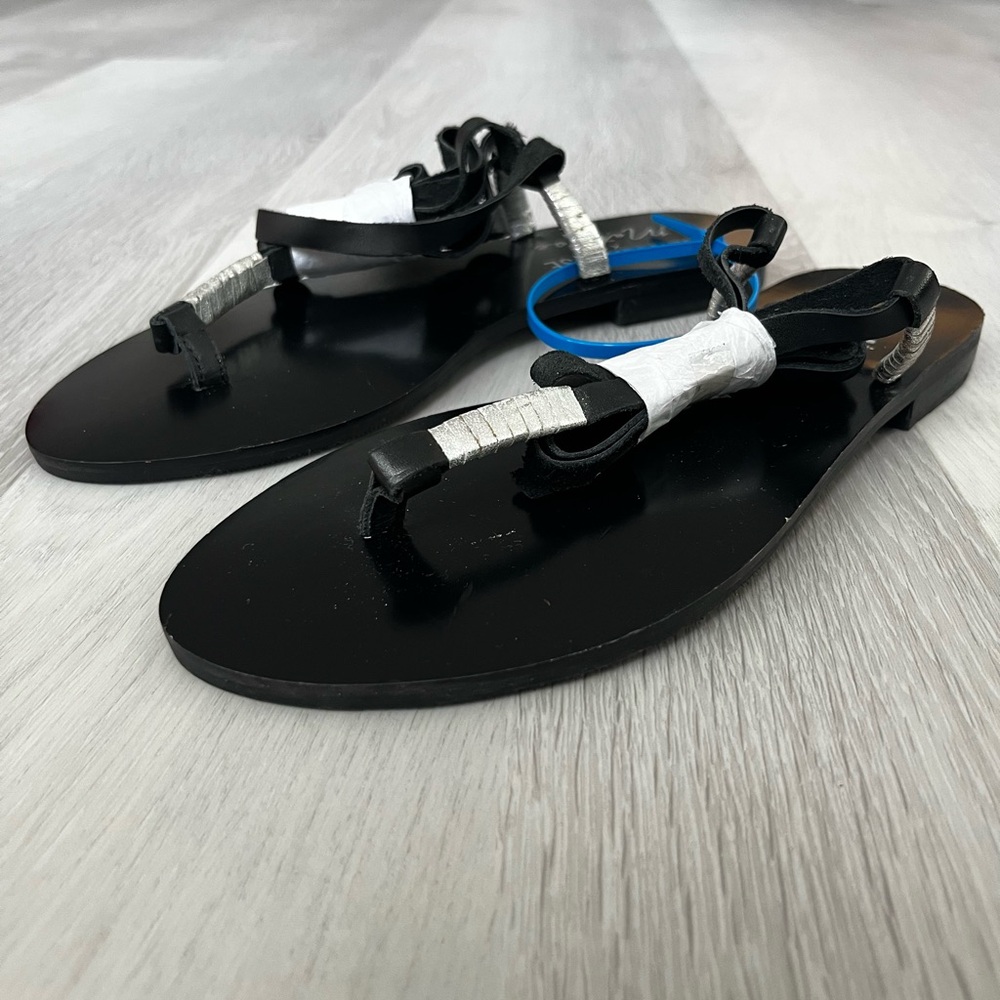 MATISSE X AMUSE SOCIETY BLACK 100% GENUINE LEATHER TIE SANDALS WOMENS 8